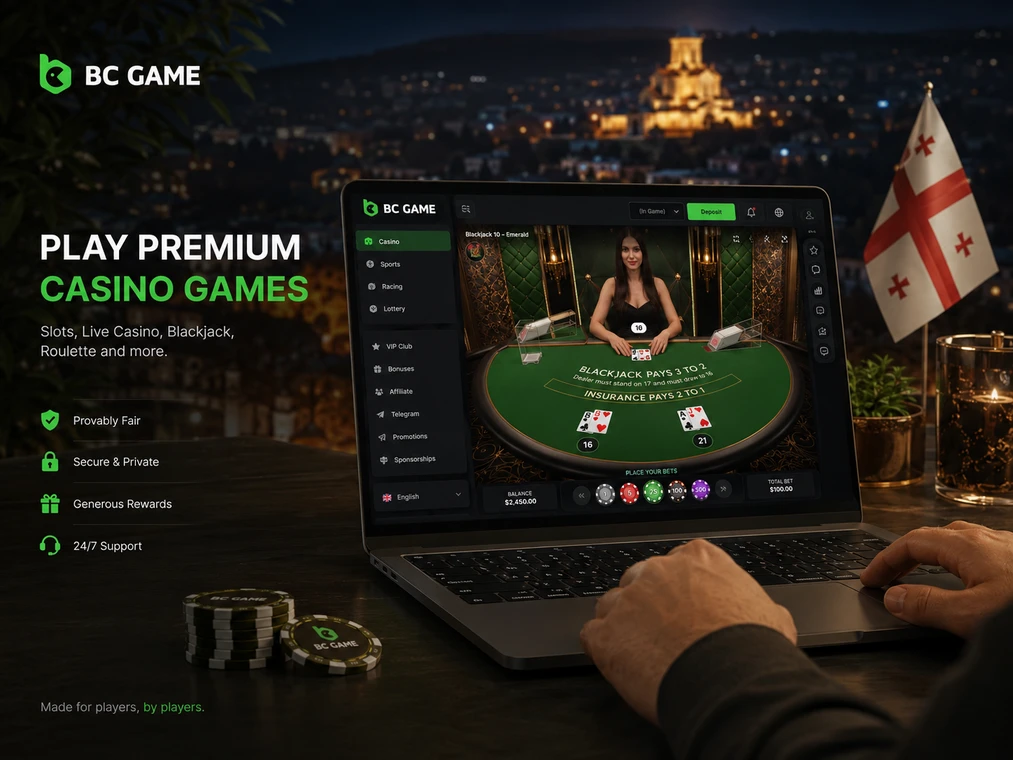 BC Game Грузия live casino game on laptop in Tbilisi